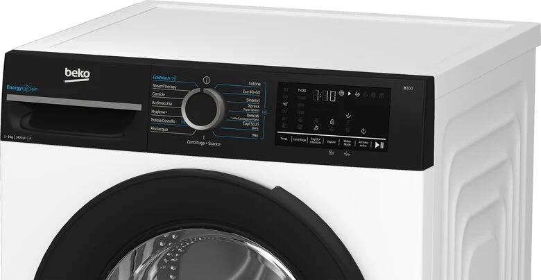 Beko BMGWU4941B B300 Lavatrice A Libera Installazione 9 Kg, EnergySpin, 1400 Giri, Classe A, Cassetto Detersivo AutoClean, Bianco E Nero