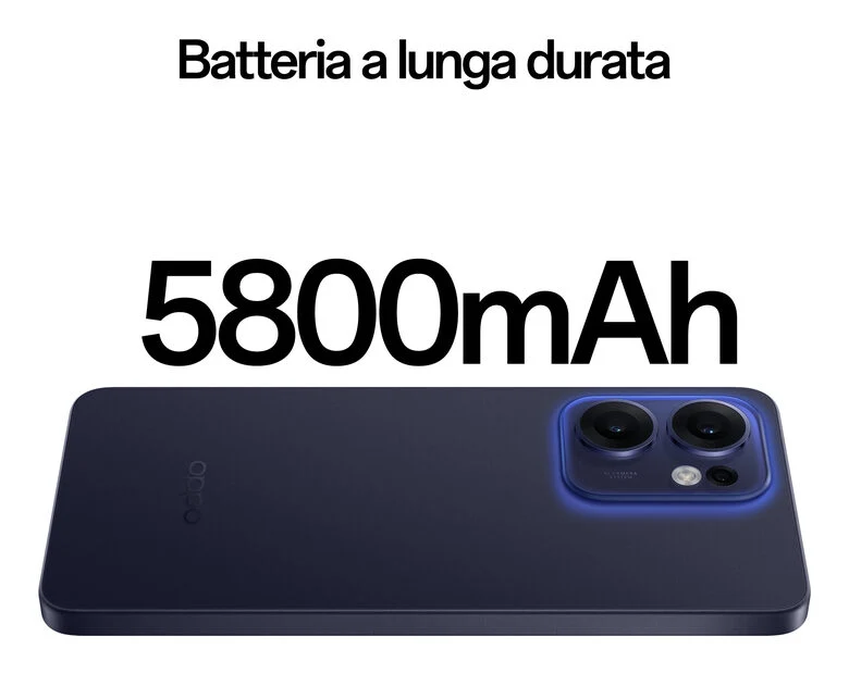 OPPO Reno13 FS 5G AI Smartphone, Tripla fotocamera 50+8+2MP, Selfie 32MP, Display 6.67” 120HZ AMOLED FHD+, 5800mAh, RAM 12GB(Esp4GB/8GB/12GB)+ROM 512GB, [Versione Italia], Luminous Blue