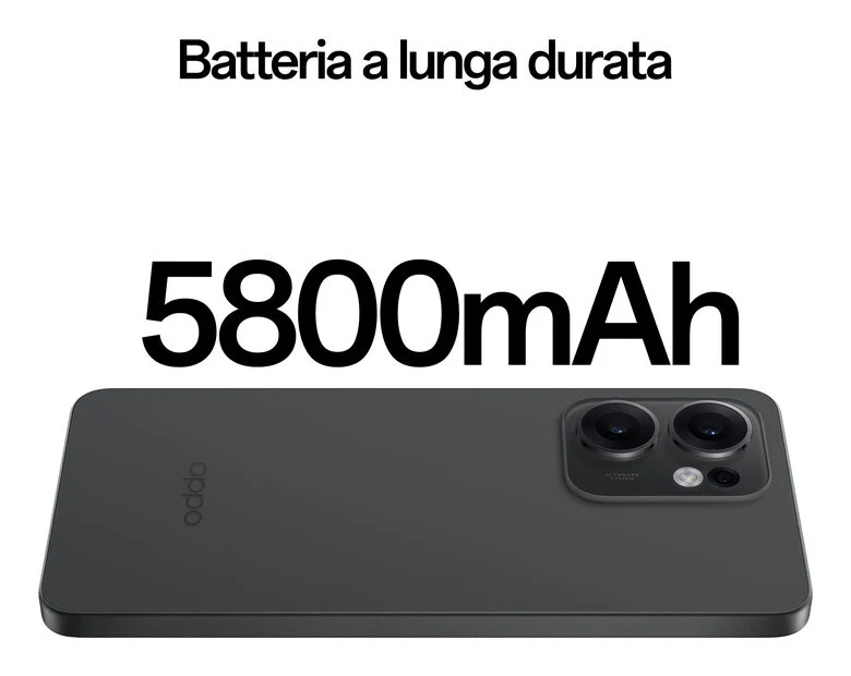 OPPO Reno13 FS 5G AI Smartphone, Tripla fotocamera 50+8+2MP, Selfie 32MP, Display 6.67” 120HZ AMOLED FHD+, 5800mAh, RAM 12GB(Esp4GB/8GB/12GB)+ROM 512GB, [Versione Italia], Graphite Grey