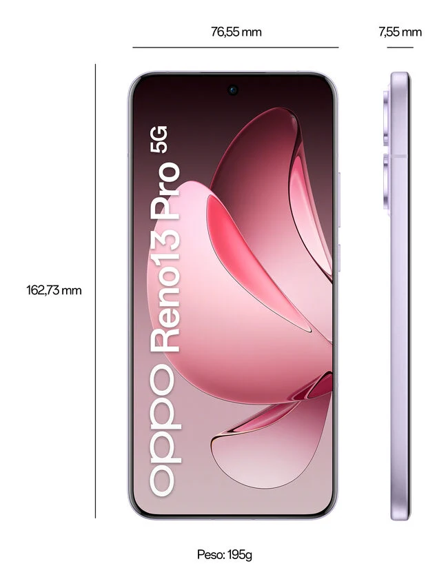 OPPO Reno13 Pro 5G AI Smartphone, Tripla fotocamera 50+50+8MP, Selfie 50MP, Display 6.83” 120HZ AMOLED FHD+, 5800mAh, RAM 12GB(Esp4GB/8GB/12GB)+ROM 512GB, [Versione Italia], Plume Purple