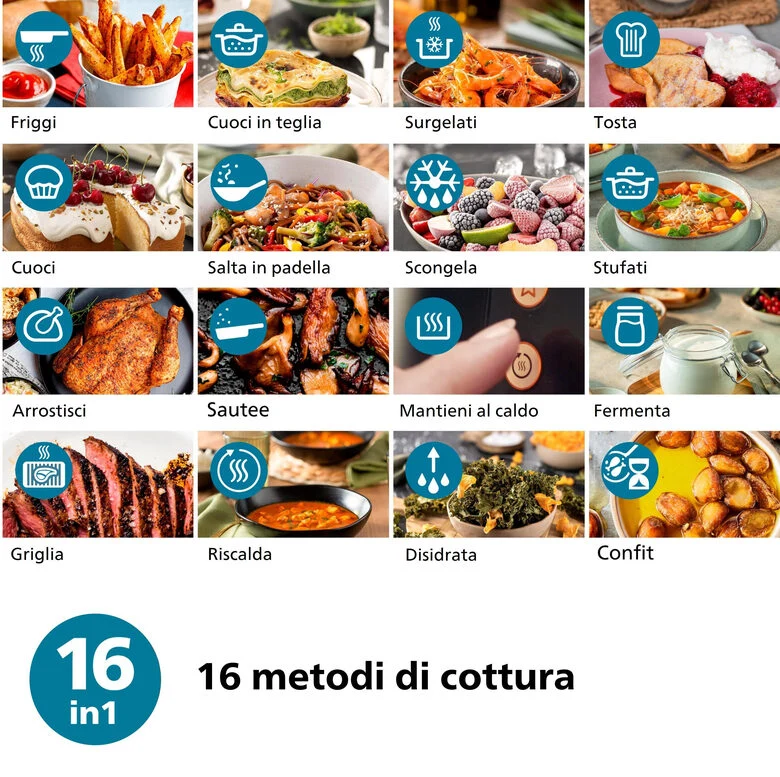 Philips 3000 series NA332/00 Airfryer 6.2L, Friggitrice ad aria 16 in 1 App ricettario