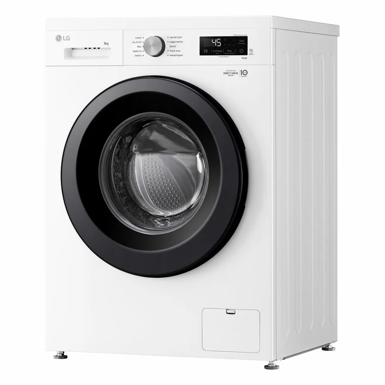 LG F4NX1008NWK Serie X1 Lavatrice Smart A Libera Installazione 8 Kg, 1400 Giri, Allergy Care, Direct Drive, Wi-Fi, Sistema 6 Motion, Classe A, Bianco