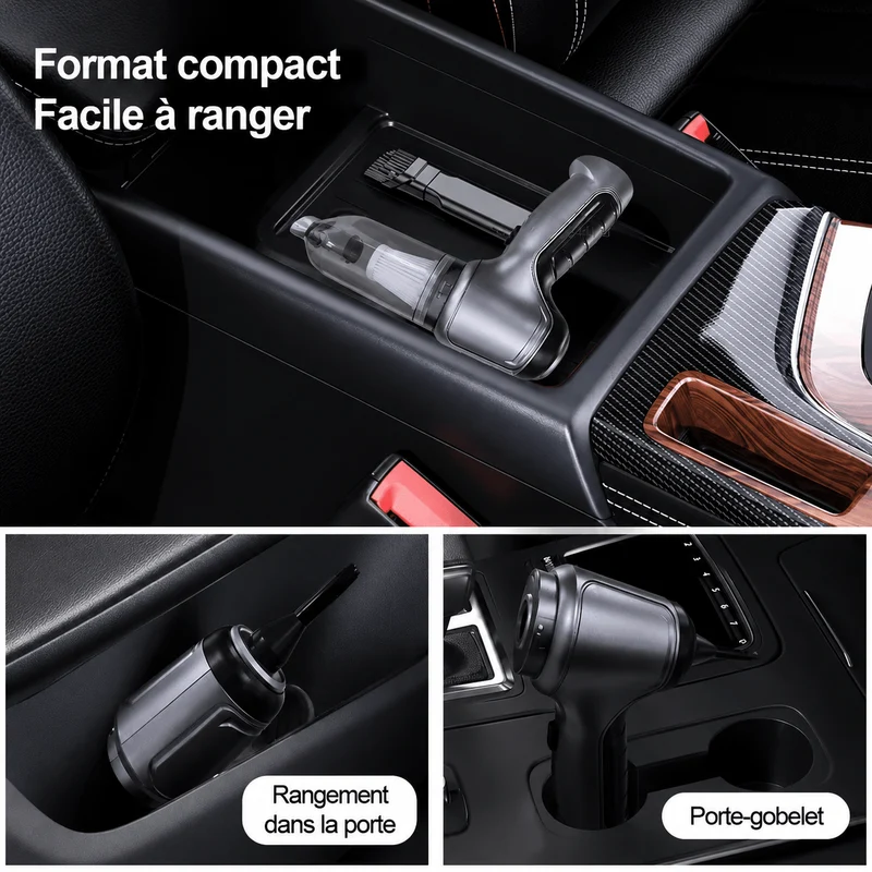 Aspirateur Voiture Sans Fil Puissant 95 000 PA - Compact & Portable