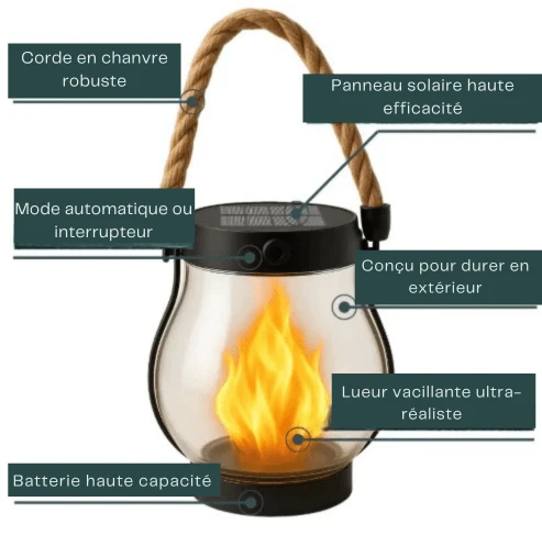Lampe Solaire Extérieur Fire Seed - Éclairage Solaire avec Illusion de Flamme