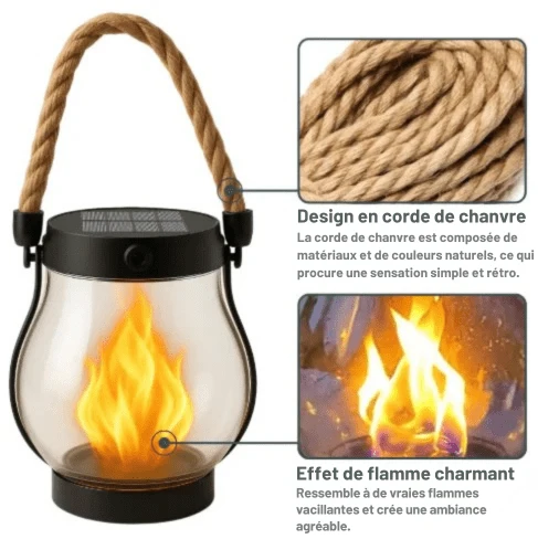 Lampe Solaire Extérieur Fire Seed - Éclairage Solaire avec Illusion de Flamme