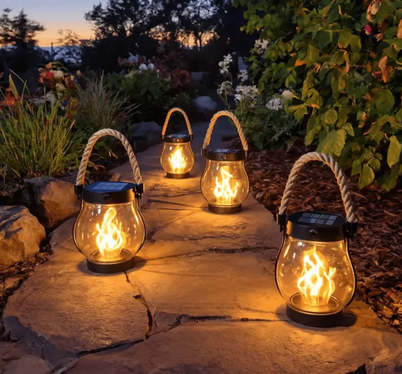 Lampe Solaire Extérieur Fire Seed - Éclairage Solaire avec Illusion de Flamme