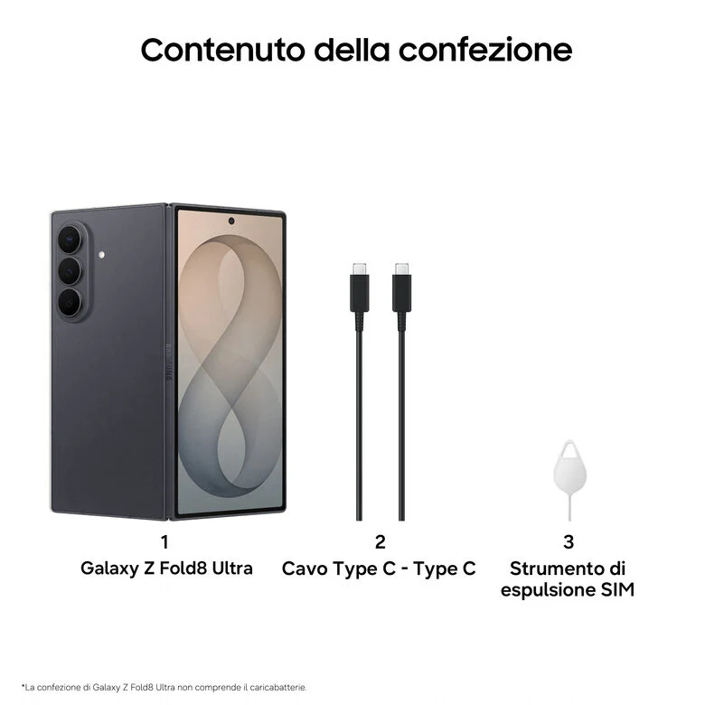 Samsung Galaxy Z Fold8 Ultra , 1TB, Graphite, Processore Potente, Batteria 5000 mAh, Multischermo, RAM 16GB, Camera 200 MP, Now Nudge, Assistente Foto
