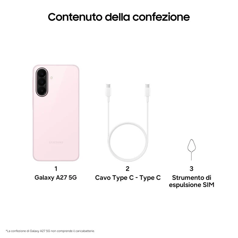 Samsung GALAXY A27 5G 17 cm (6.7") Dual SIM ibrida Android 16.0 USB tipo-C 6 GB 128 GB 5000 mAh Rosa chiaro