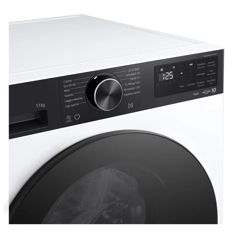 LG F4NX5011TKB Lavatrice Intelligente 11 kg Classe A-40% Bianco/Nero