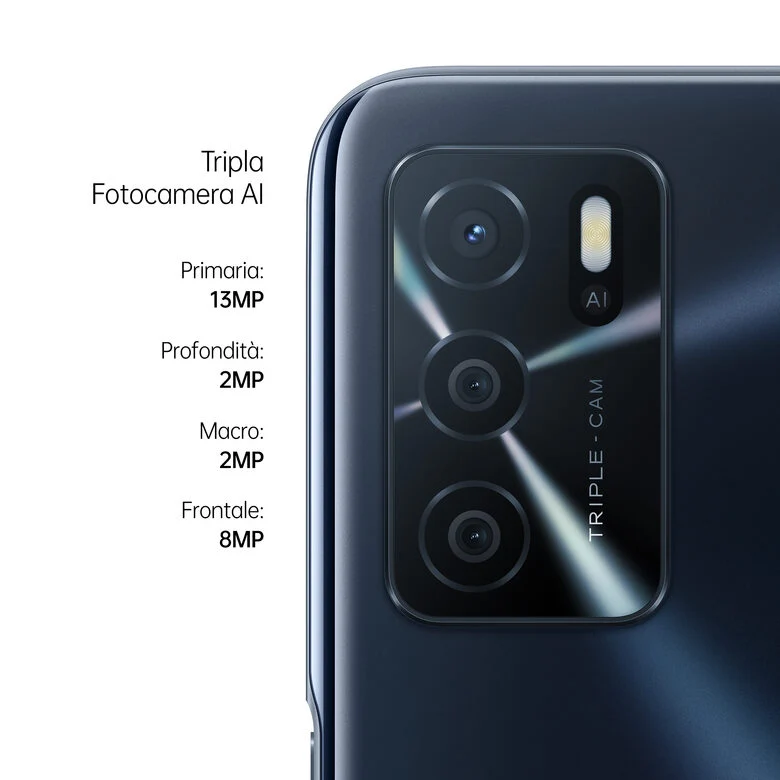 OPPO A16 Smartphone, AI Triple Camera 13+2+2 MP, 6.52” 60HZ Display, 5000mAh, SuperVOOC + Power Saving, RAM 4GB + ROM 64GB expandable, ColorOS11.1, IPX4, [Versione Italiana], Crystal Black