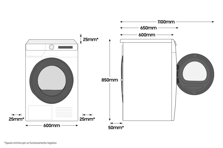 Samsung DV90T5240AE asciugatrice Libera installazione Caricamento frontale 9 kg A+++ Bianco