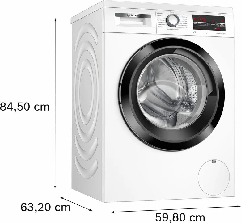 Bosch WUU28T29II Serie 6 Lavatrice A Libera Installazione 9 Kg, 1400 Giri, Hygiene Plus, Speed Perfect, Activewater Plus, Eco Silence Drive™, Classe A, Bianco