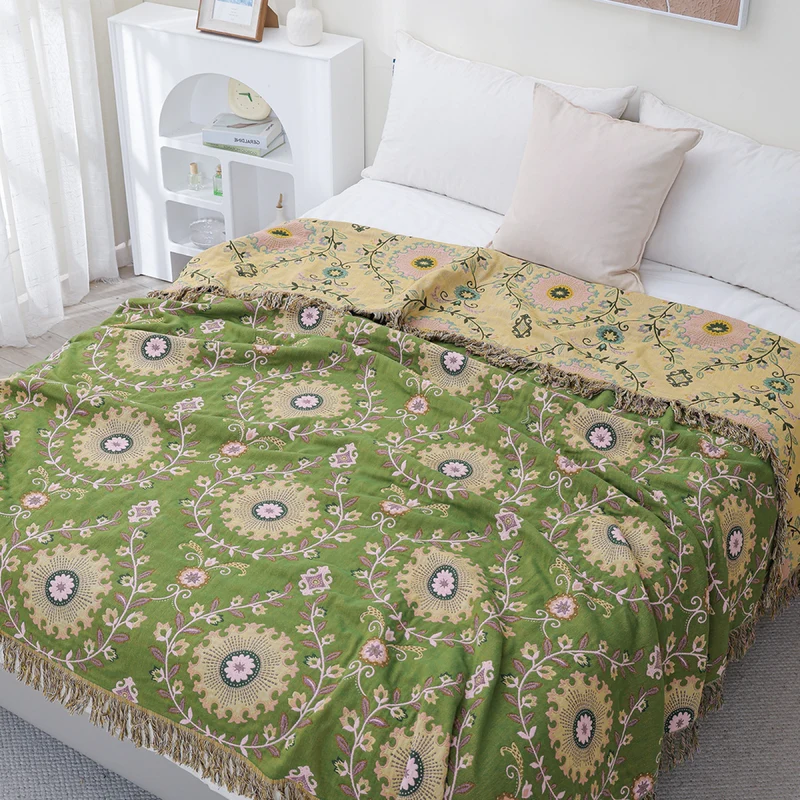 Reversible Medallion Fringe Throw