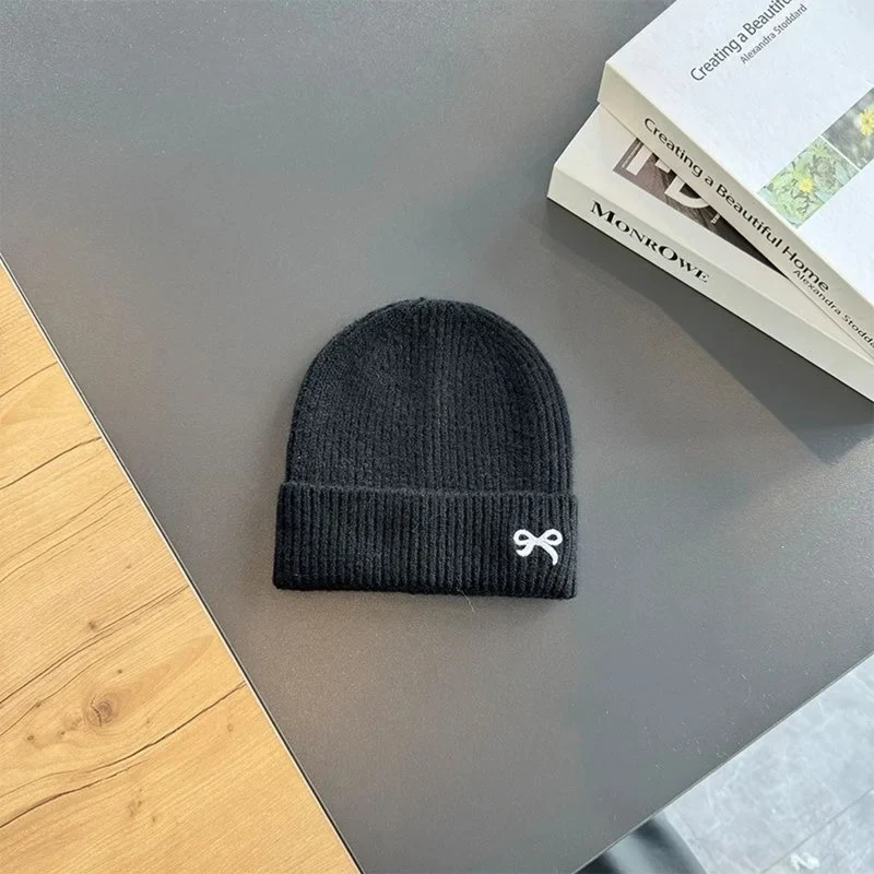 Little Bow Ribbed Knit Beanie