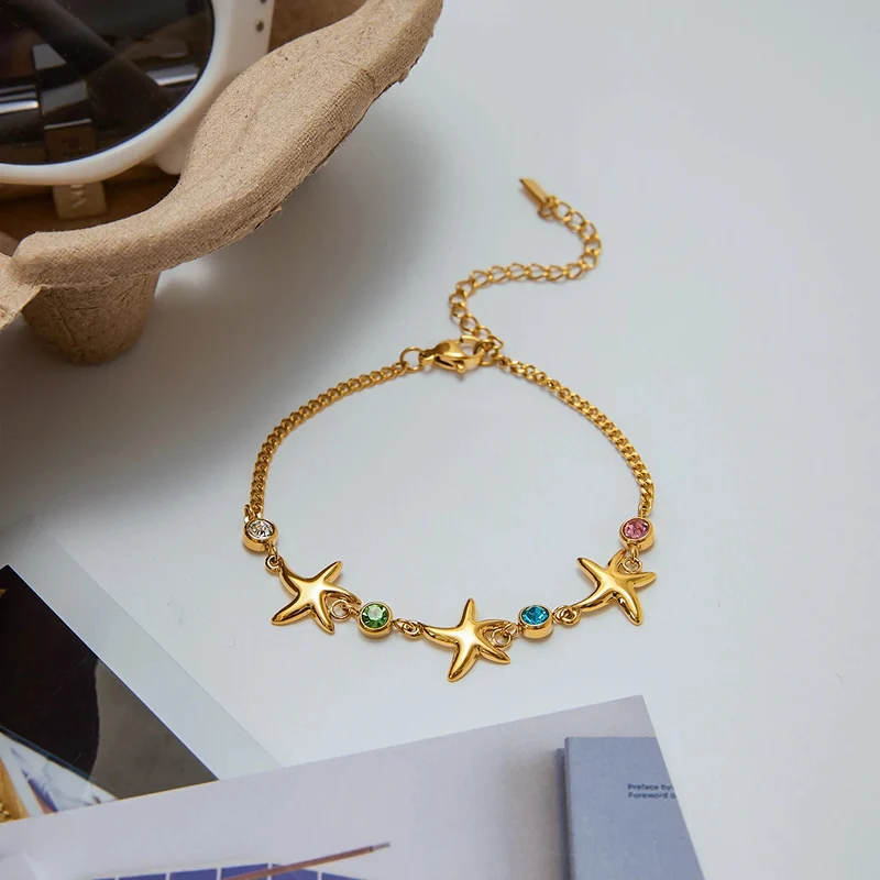Color-Accent Starfish Chain Bracelet