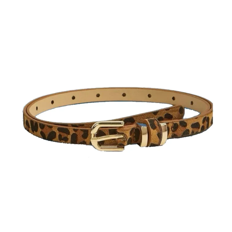 Slim Leopard-Print Buckle Belt