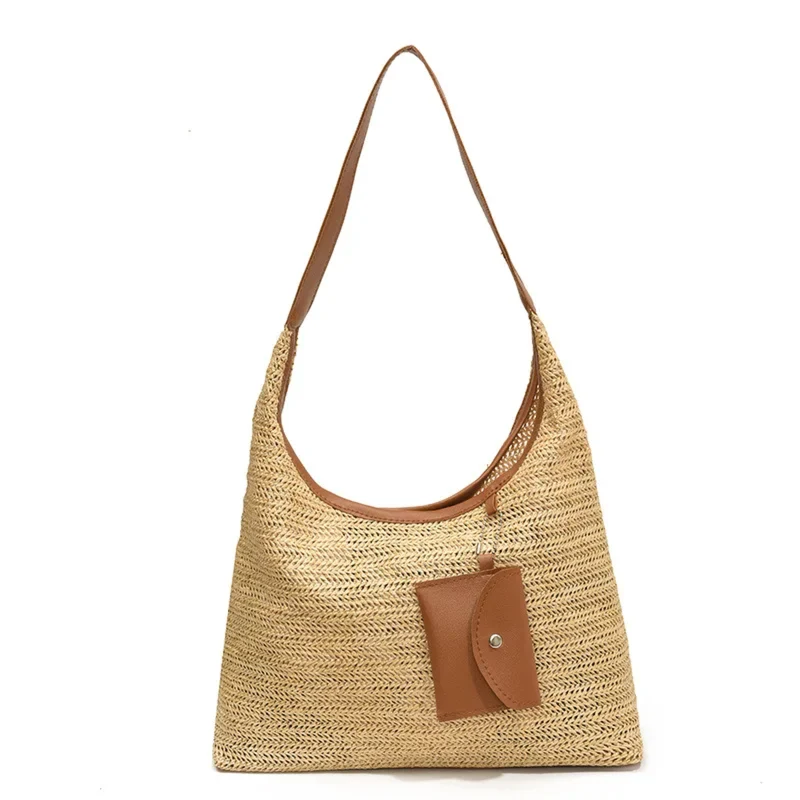 Striped Crochet Hobo Shoulder Bag