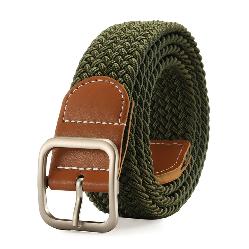 Elastic Braided Square-Buckle Belt