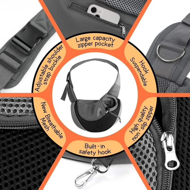 Reflective Pet Carrier Sling Bag
