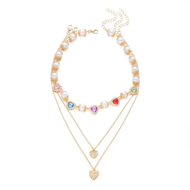 Colorful Heart Pearl Necklace