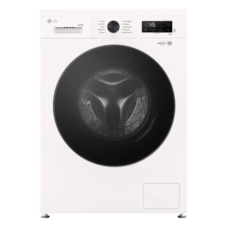 LG W4NX1085NWB Lavasciuga 8/5kg Serie X1, Classe A/E, 6 Motion Direct Drive, Wi-Fi, 1400 giri, Allergy Care, Bianca