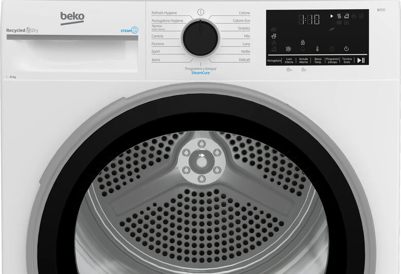 Beko BT3103IS_IT Asciugatrice A Libera Installazione 10 Kg, Pompa Di Calore, Optisense®, Motore Inverter, Display Digitale XL, Vapore SteamCure™, Classe C, Bianco