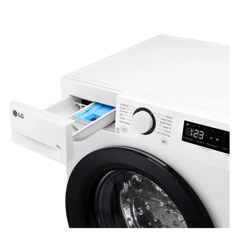 LG F4R3009NNWB Lavatrice 9kg AI DD, Classe A-10%, 1400 giri, Lavaggio con AI