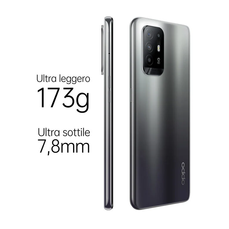 OPPO A94 5G A94 Smartphone 5G, 173g, Display 6.43" FHD+ AMOLED, 4 Fotocamere 48MP, RAM 8GB ESPANDIBILE FINO A 13GB+ROM 128GB, Batteria 4310mAh, Ricarica VOOC 30W, Dual Sim, [Versione Italian