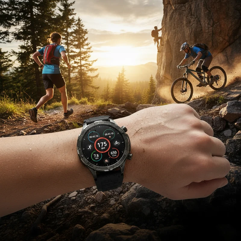 Smartklocka - Bluetooth-samtal, AMOLED HD-skärm, Pulsmätare, NFC, IP68 Vattentät, GPS