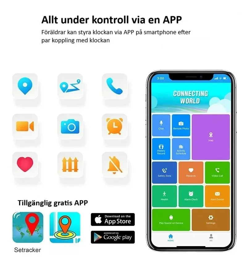 Smartklocka för Barn med GPS-spårning, Videosamtal & SOS