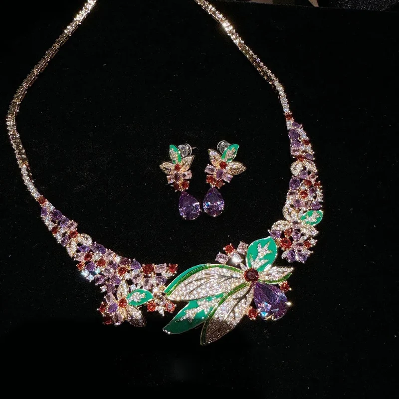 Floral Necklace and Earring Set