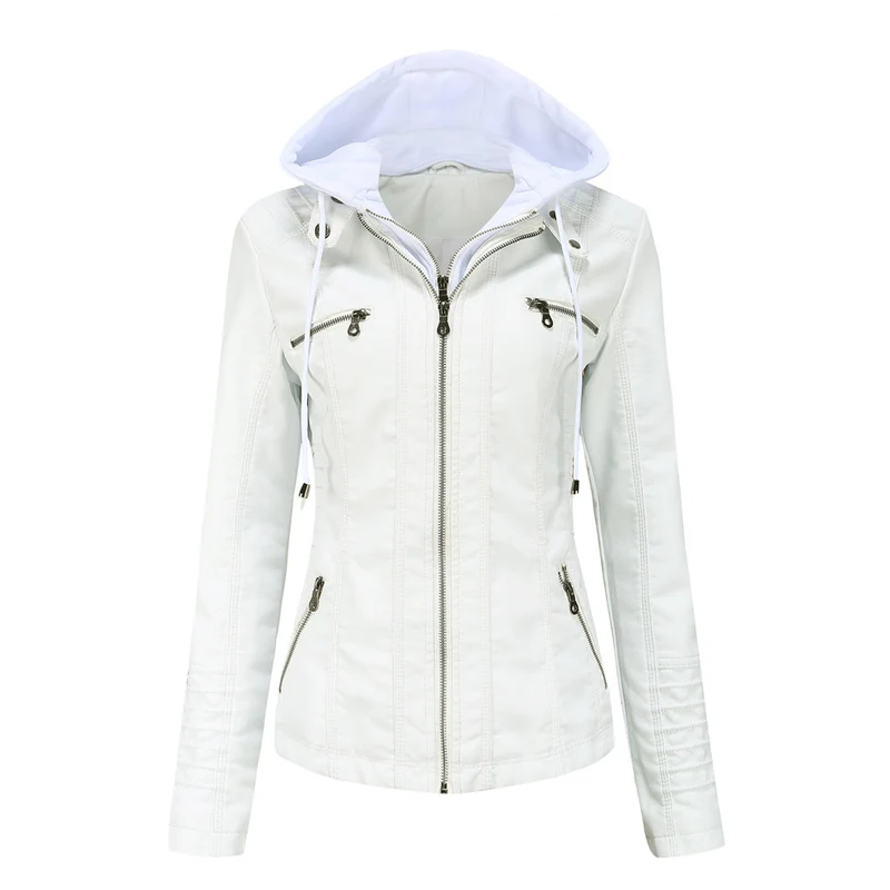 Hooded PU Leather Jacket