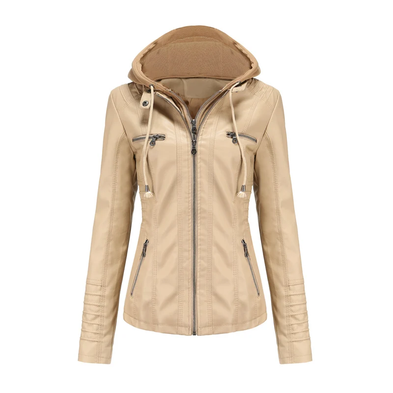 Hooded PU Leather Jacket
