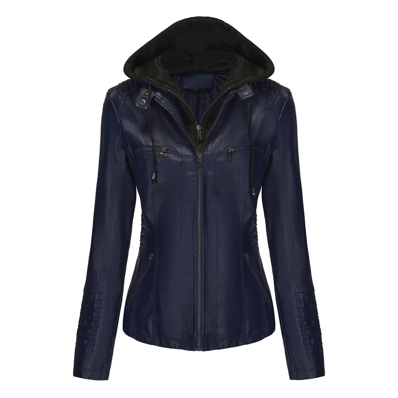 Hooded PU Leather Jacket