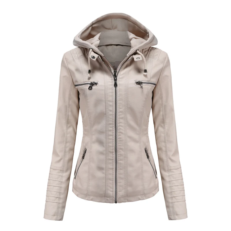 Hooded PU Leather Jacket