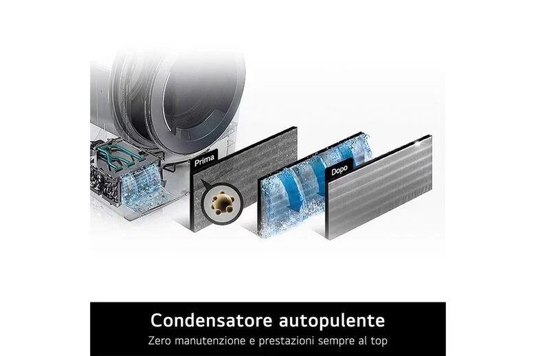 LG RNX5009TWBB Serie X5 Asciugatrice Libera Installazione 9 Kg, Pompa Di Calore Dual Inverter, Turbo Dry, AI Dry, Wi-Fi, Allergy Care, Classe B, Bianco