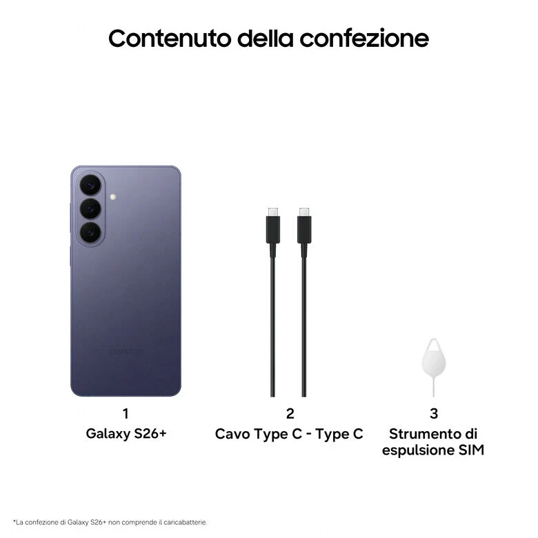 Samsung Galaxy S26+ Smartphone AI, 256GB, Processore avanzato, Assistente Foto, Creative Studio, Camera 50 MP, 4900 mAh, Cobalt Violet