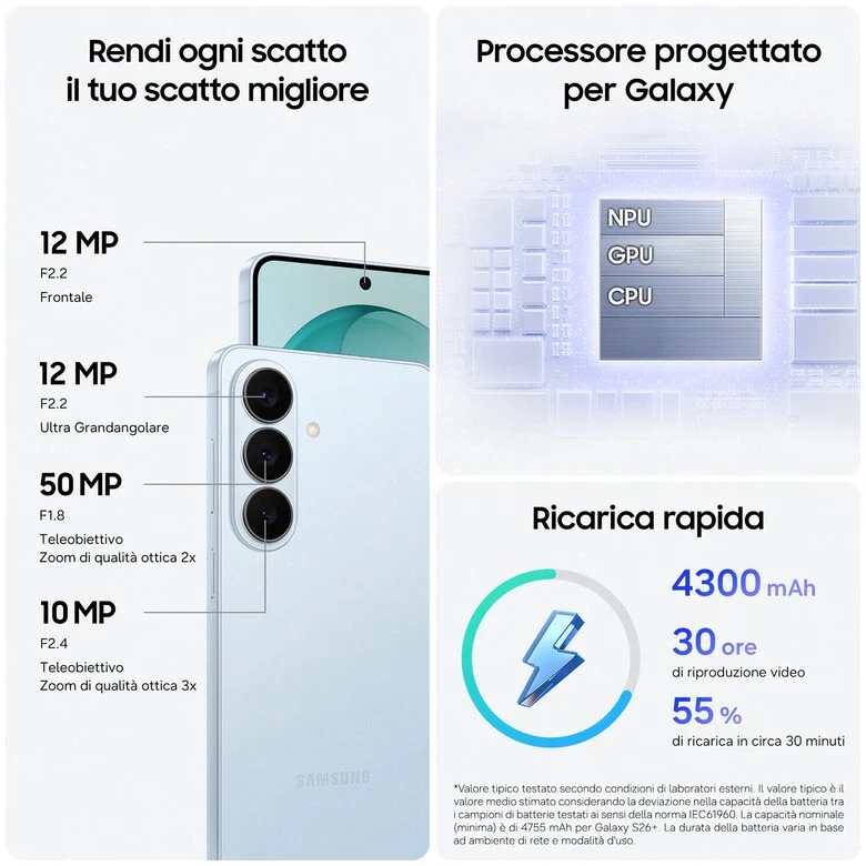 Samsung Galaxy S26 Smartphone AI, 512GB, White