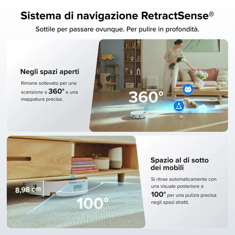 Robot aspirapolvere Roborock Qrevo Edge 2 Flow con panno a rullo e sistema di pulizia automatica pressurizzata SpiraFlow™ 2.0
