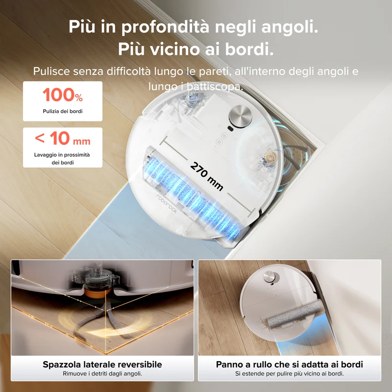 Robot aspirapolvere Roborock Qrevo Edge 2 Flow con panno a rullo e sistema di pulizia automatica pressurizzata SpiraFlow™ 2.0