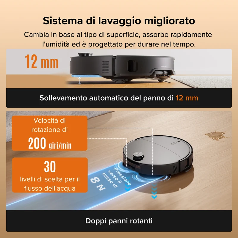 Roborock Qrevo Edge 2 - Aspirazione HyperForce da 25.000 Pa e doppio sistema anti-groviglio