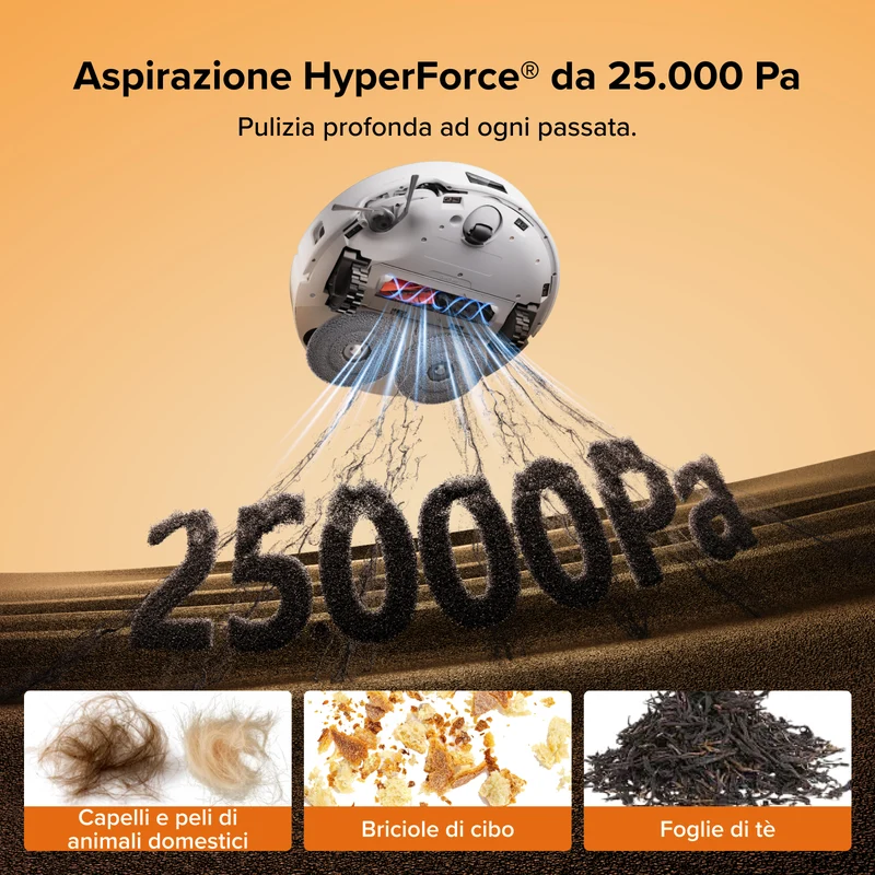 Roborock Qrevo Edge 2 - Aspirazione HyperForce da 25.000 Pa e doppio sistema anti-groviglio