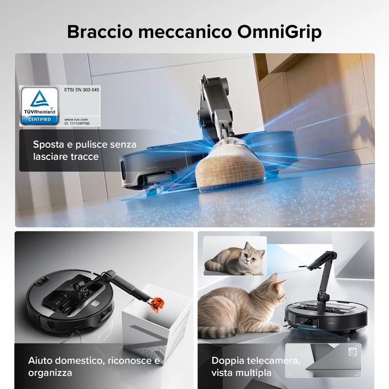 Roborock Saros Z70 Robot aspirapolvere con braccio meccanico OmniGrip™