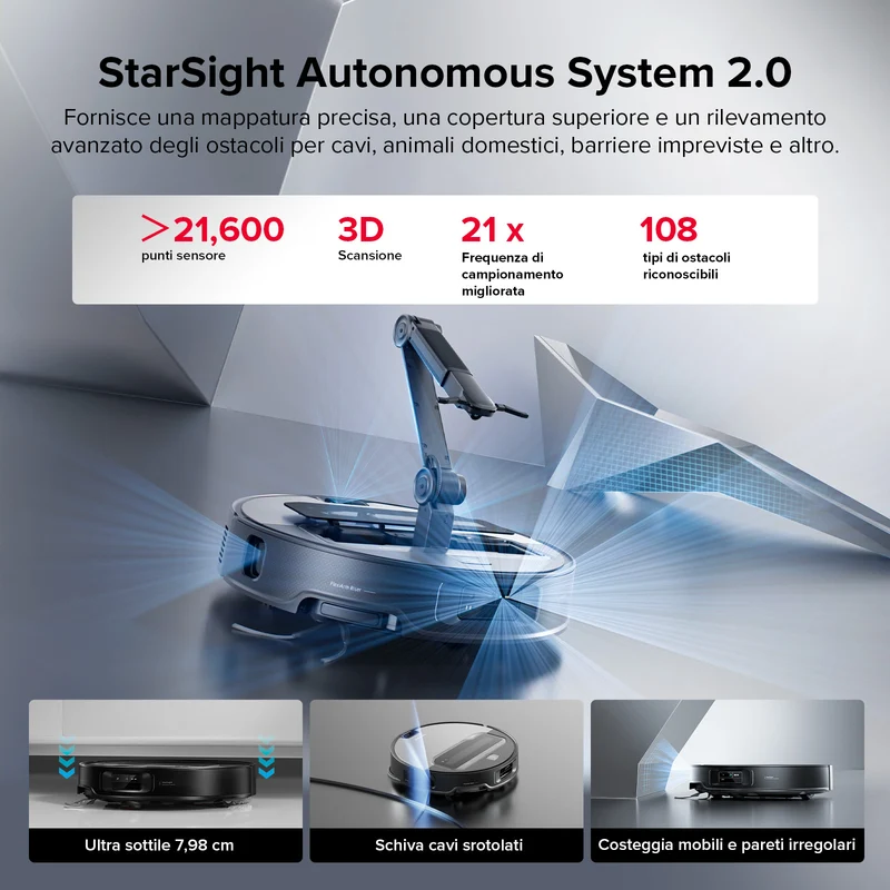 Roborock Saros Z70 Robot aspirapolvere con braccio meccanico OmniGrip™