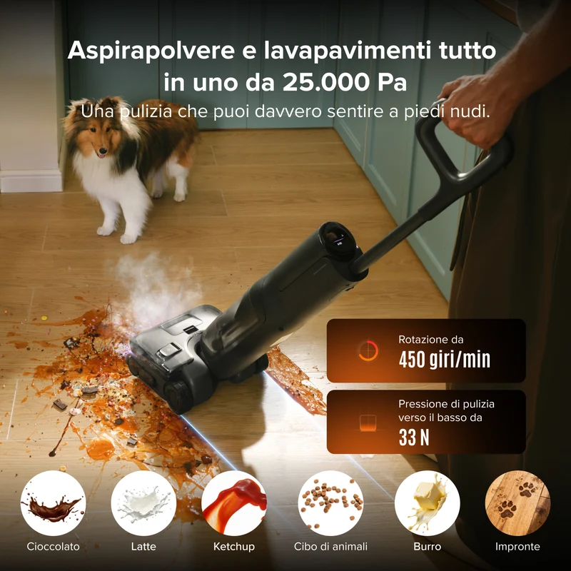 Aspirapolvere per umido e secco Roborock F25 Steam con autopulizia a vapore e ad alta temperatura