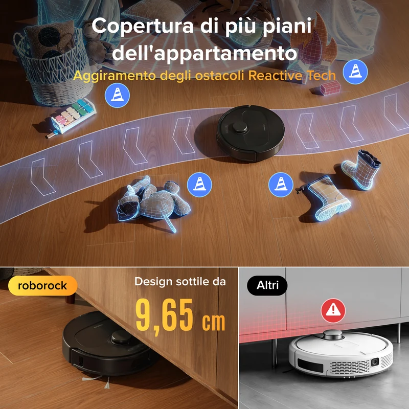 Robot aspirapolvere e lavapavimenti Roborock Qrevo S Pro Set - Aspirazione da 18.500 Pa e stazione di ricarica multifunzionale