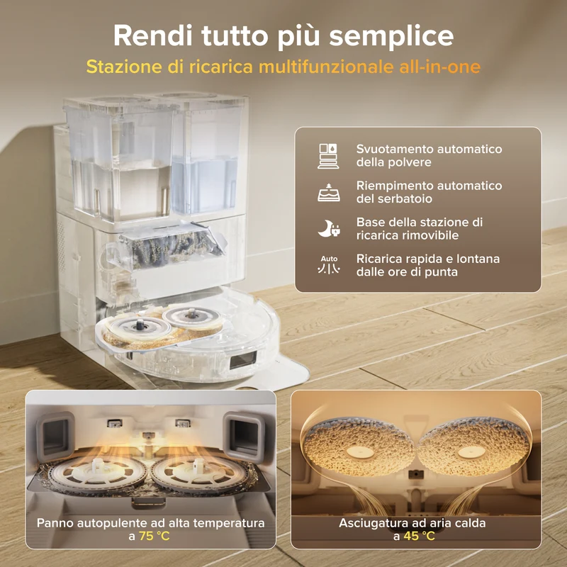 Robot aspirapolvere e lavapavimenti Roborock Qrevo S Pro Set - Aspirazione da 18.500 Pa e stazione di ricarica multifunzionale