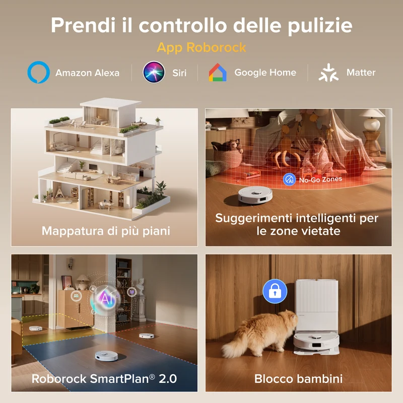 Robot aspirapolvere e lavapavimenti Roborock Qrevo S Pro Set - Aspirazione da 18.500 Pa e stazione di ricarica multifunzionale