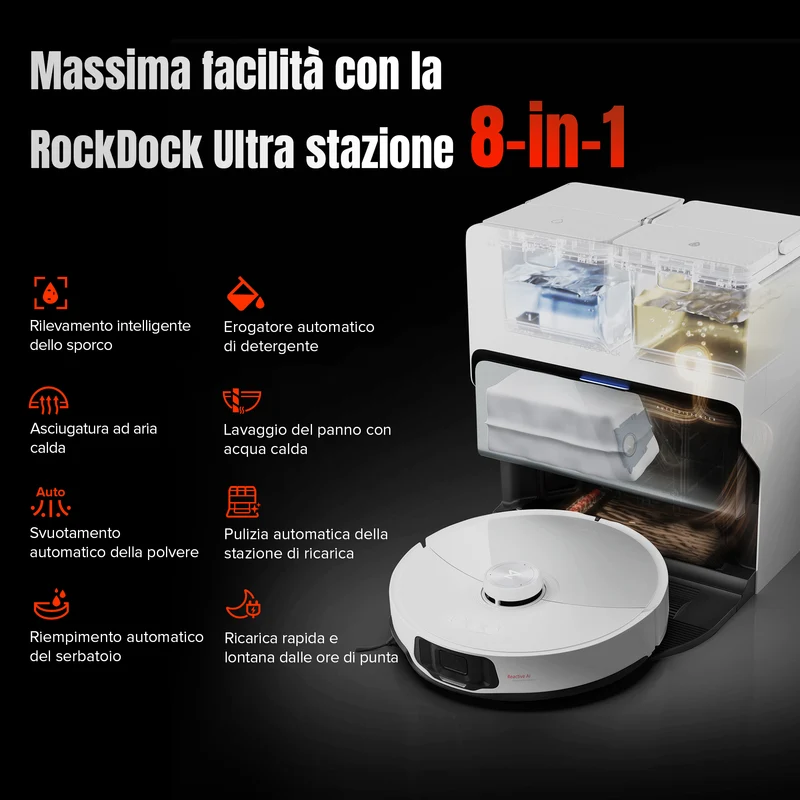Robot aspirapolvere S8 MaxV Ultra con RockDock® Ultra 8 in 1