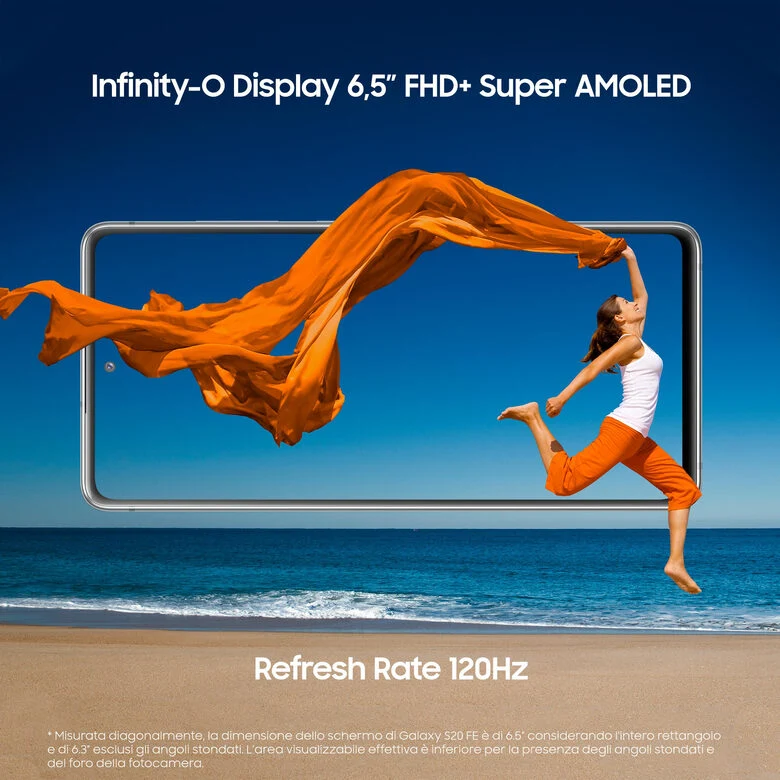 Samsung Galaxy S20 FE 4G, Processore Snapdragon 865, Display 6.5" Super AMOLED, 3 fotocamere posteriori, 128 GB Espandibili, RAM 6GB, Batteria 4.500mAh, Hybrid SIM, Cloud White